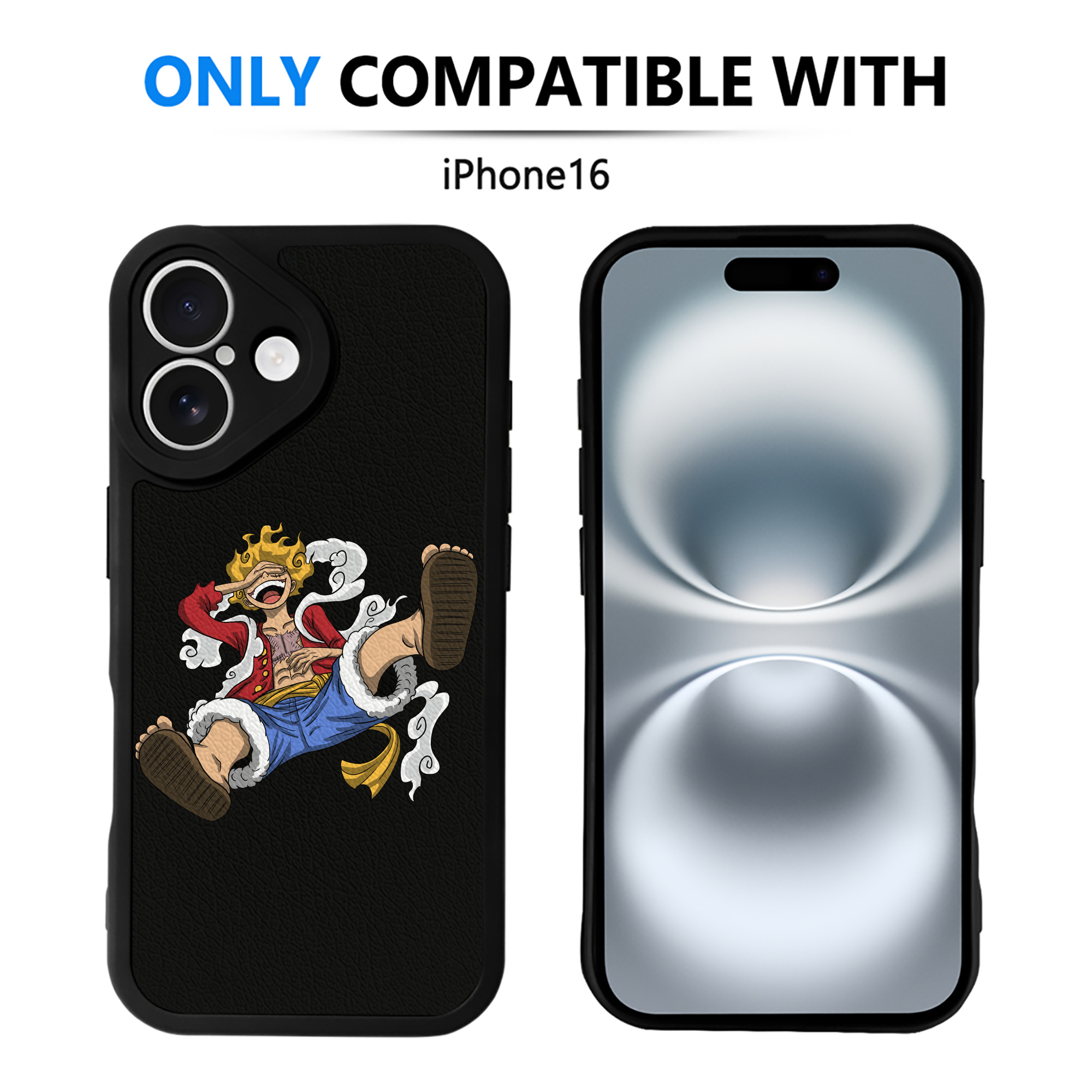 （画像用） ワンピース モンキー・D・ルフィ ONE PIECE Monkey D. Luffy 【iPhone 16シリーズ対応】シリコンスマホケース（レザー調） 材質：シリコン